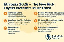 Ethiopia’s Emerging Investment Risks in 2026 Tied to Governance, Localized Tensions